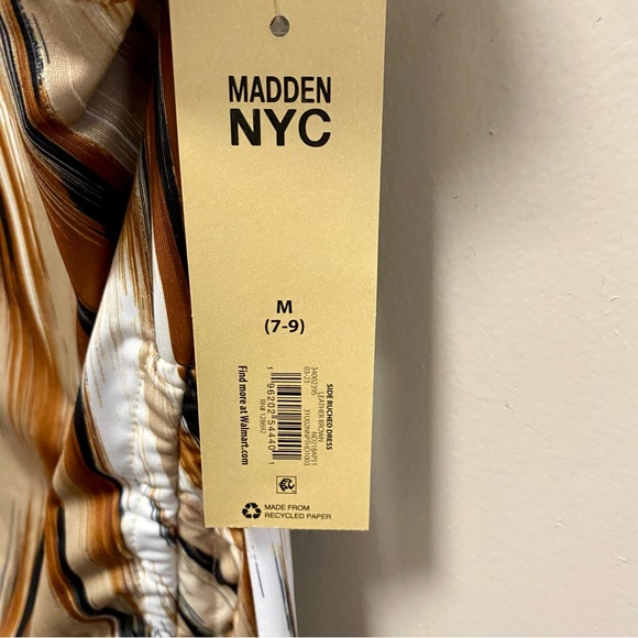 Madden NYC Side Ruched Brown Black & Ivory Dress NWT Sz M (7-9) - Picture 8 of 10